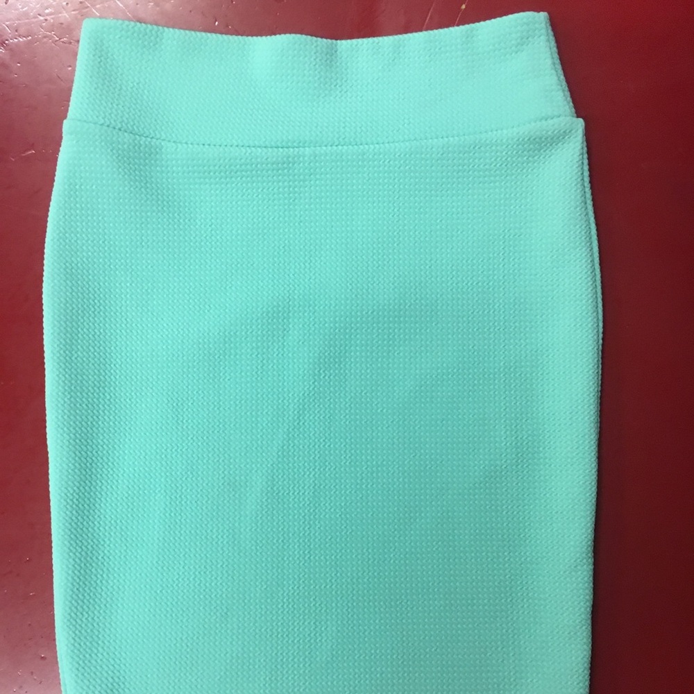 Girls mint green LuLaRoe pencil skirt.